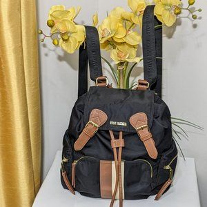 Steve Madden Backpack Bsolly Drawstring Nylon Backpack Travel Bag Black/Brown